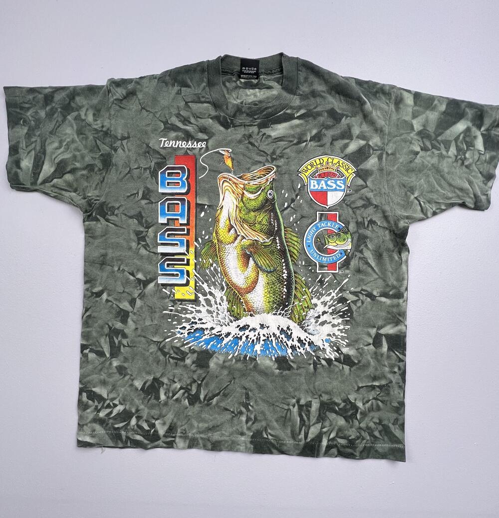 Vintage Screen Stars Best Shirt Mens XL Green Tennessee Bass Fishing Graphic USA